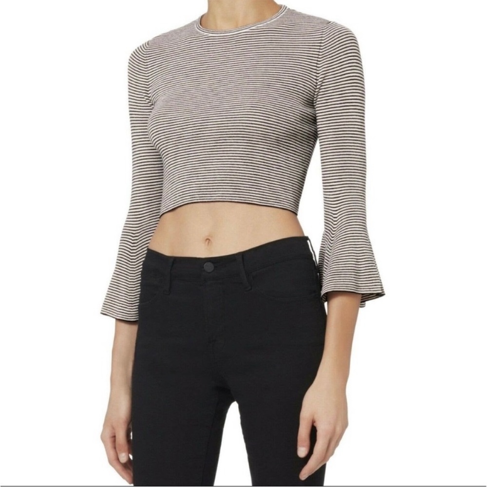 A.L.C. Striped Wool Blend Bell 3/4 Sleeve Copped Shiloh Top Sz. XS